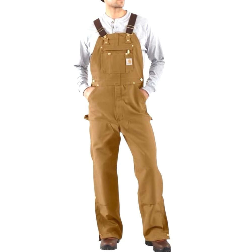 Carhartt Men's R01 Brown Canvas Duck Bib Overalls 40x30 Double Knee NWOT